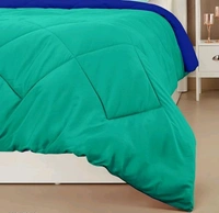 Relaxfeel 250 GSM Premium Luxury 5 Star Microfibre Reversible Soft Plain Quilted 90x100 Inch Double Bed Comforter / Quilt / Duvet / Razai / Rajai ( Green/Blue ) - Free Size, Green / Blue, Microfiber, Rajai, Pack of1